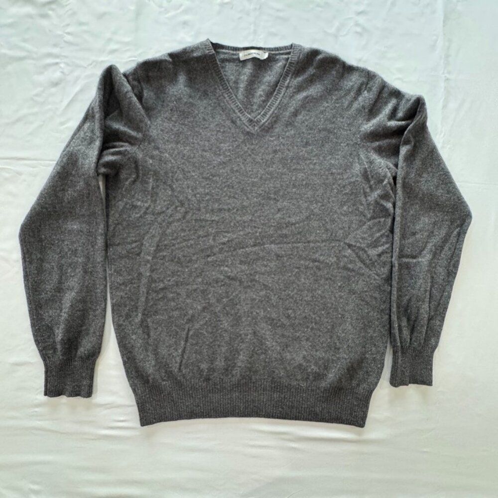 J. Lindeberg Sweater Large Gray Merino Wool Cashmere Pullover Golf Made in Italy